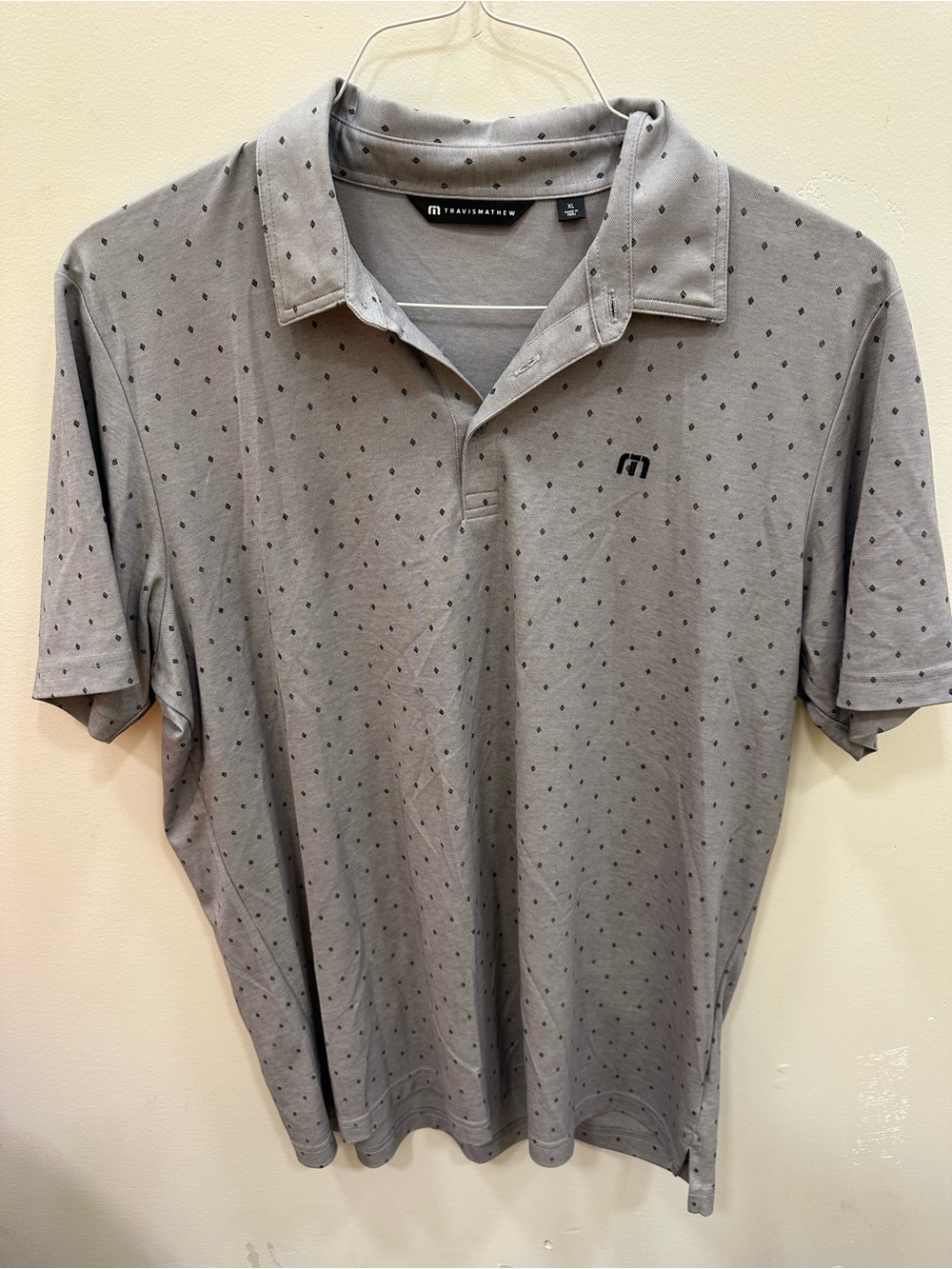 Travis Mathew Grey Polo with Small Dot Pattern